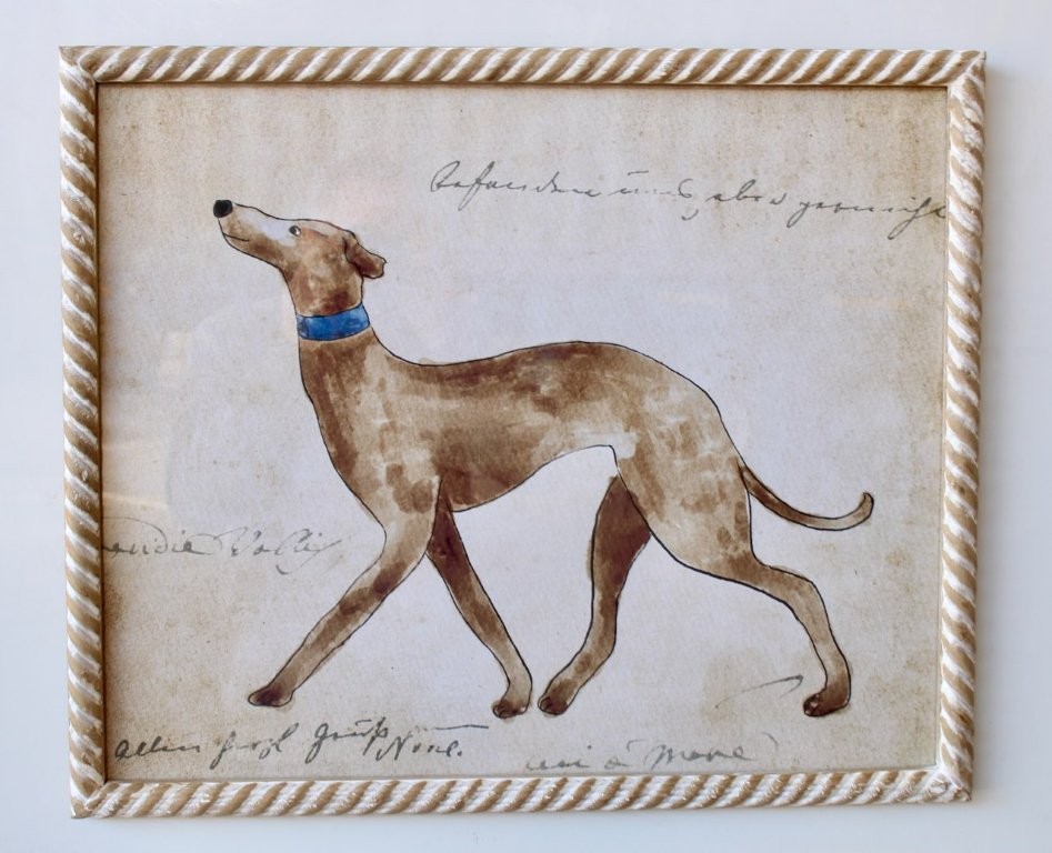 Brown Greyhound Picture Scroll Frame